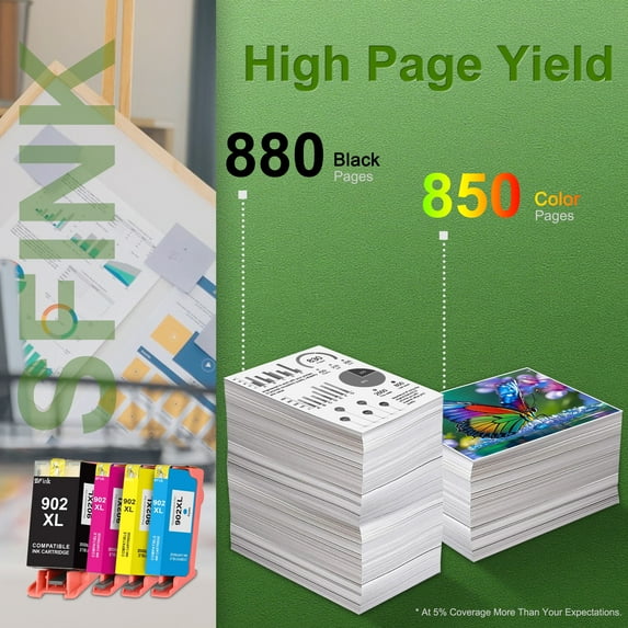 902XL 902 XL Ink Cartridges 4 Pack Compatible for HP 902 Ink Cartridges Combo Pack Work for OfficeJet 6962 OfficeJet Pro 6978 Printers