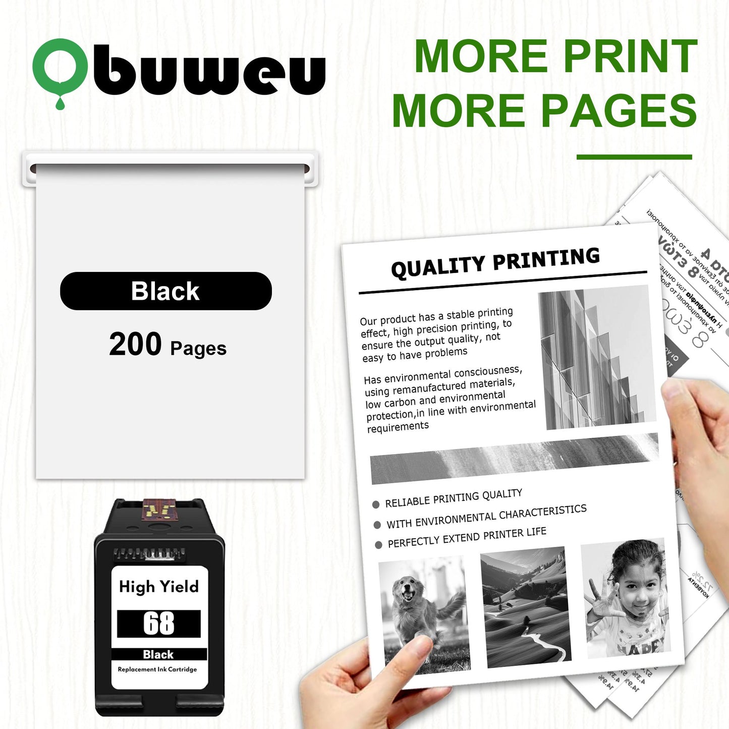 68 Ink Cartridge 1-Pack Black Compatible for HP68 Ink Cartridges for Envy 6552e 6555e 6155e 6152e 6558e 6552e 6555e Printers