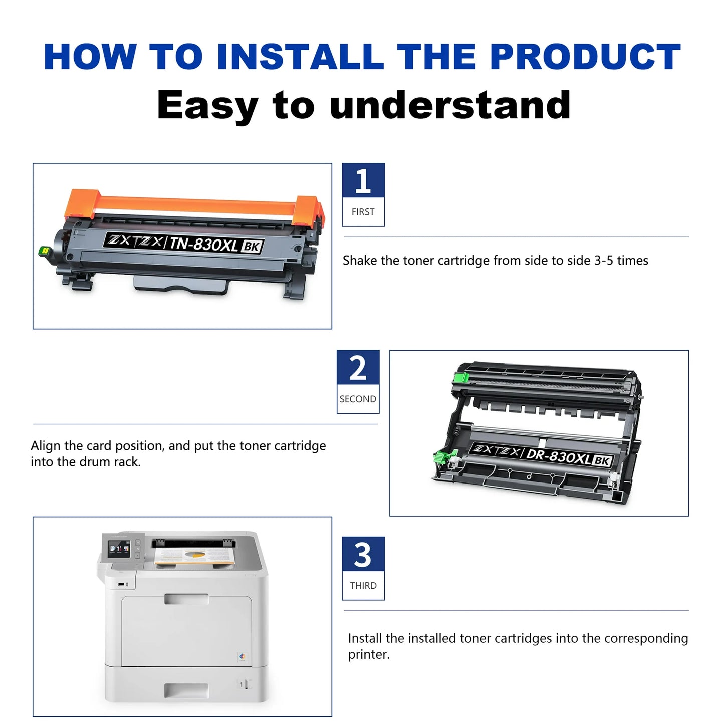 TN830XL Toner Compatible for Brother TN830 XL Toner Cartridge High Yield Printer Toner 3,500 page