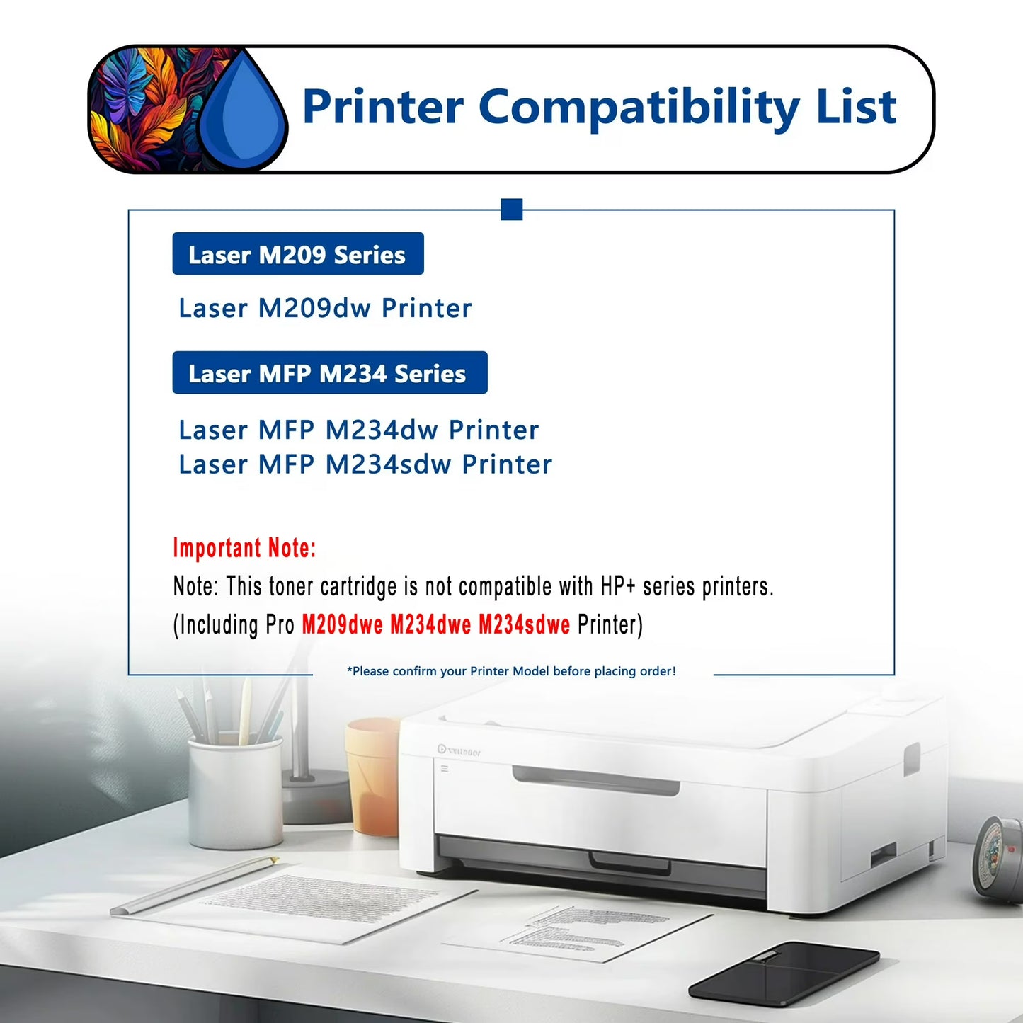 134X Toner Cartridge 1 Pack Compatible for 134X W1340X Black Toner Cartridges for Laser M209,MFP M234 Series Printers