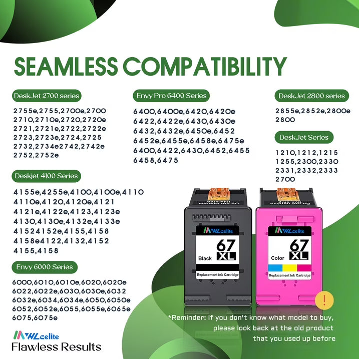 67XL 67 Ink Cartridge Compatible for 67 XL Ink Cartridges Deskjet 2742e Envy 6000 6010e Black Tri-Color