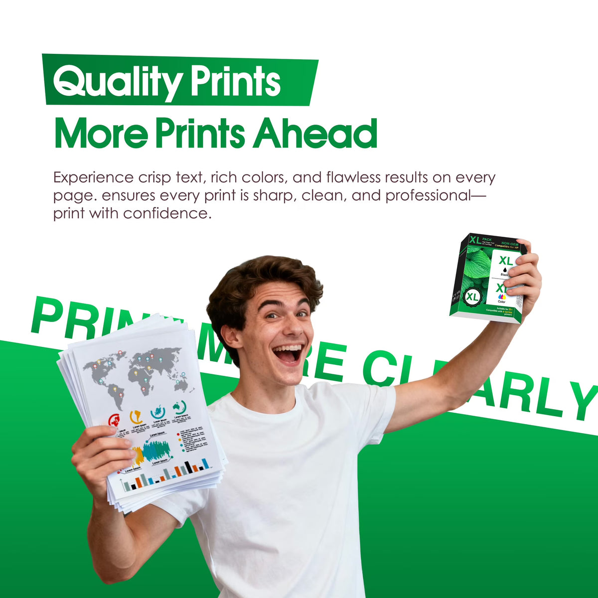 60XL Ink Cartridges Compatible for HP 60 XL 60 Ink Cartridge Work with DeskJet D1660 D2530 ENVY 100 110 111 PhotoSmart C4635 C4640 Printers (1 Black / 1 Tri-Color)