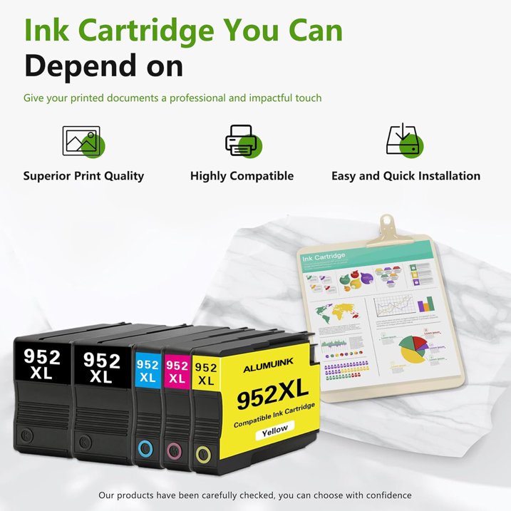 952XL 952 XL Ink Cartridge Compatible for HP 952 Combo Ink Cartridges for Office Jet Pro 7740 8720 8710 Printer