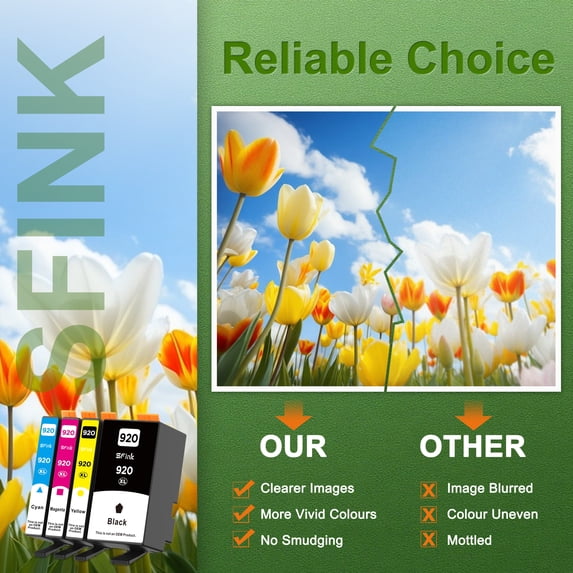 920XL 4 Pack Ink Combo Pack Compatible for HP920 Ink Cartridges for OfficeJet 6500 6500A 6000 7000 7500 7500A E709 E710 Printers (1BK/1C/1M/1Y)