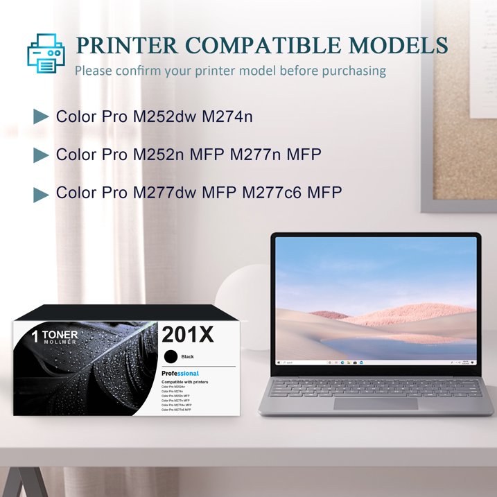 201X CF400X Toner Cartridge Compatible for 201X Black Toner Cartridge Pro M252dw M277n Printers