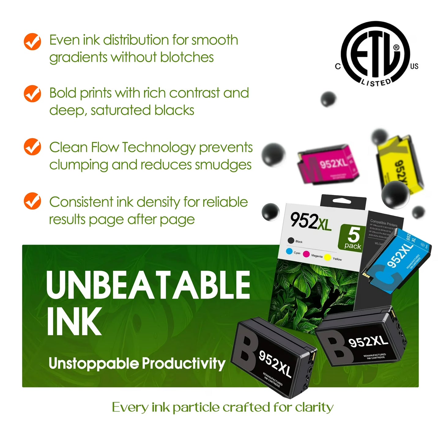 952XL 952 XL Ink Cartridge Compatible HP952 Combo Ink Cartridges for Office Jet Pro 7740 8720 8710 Printer