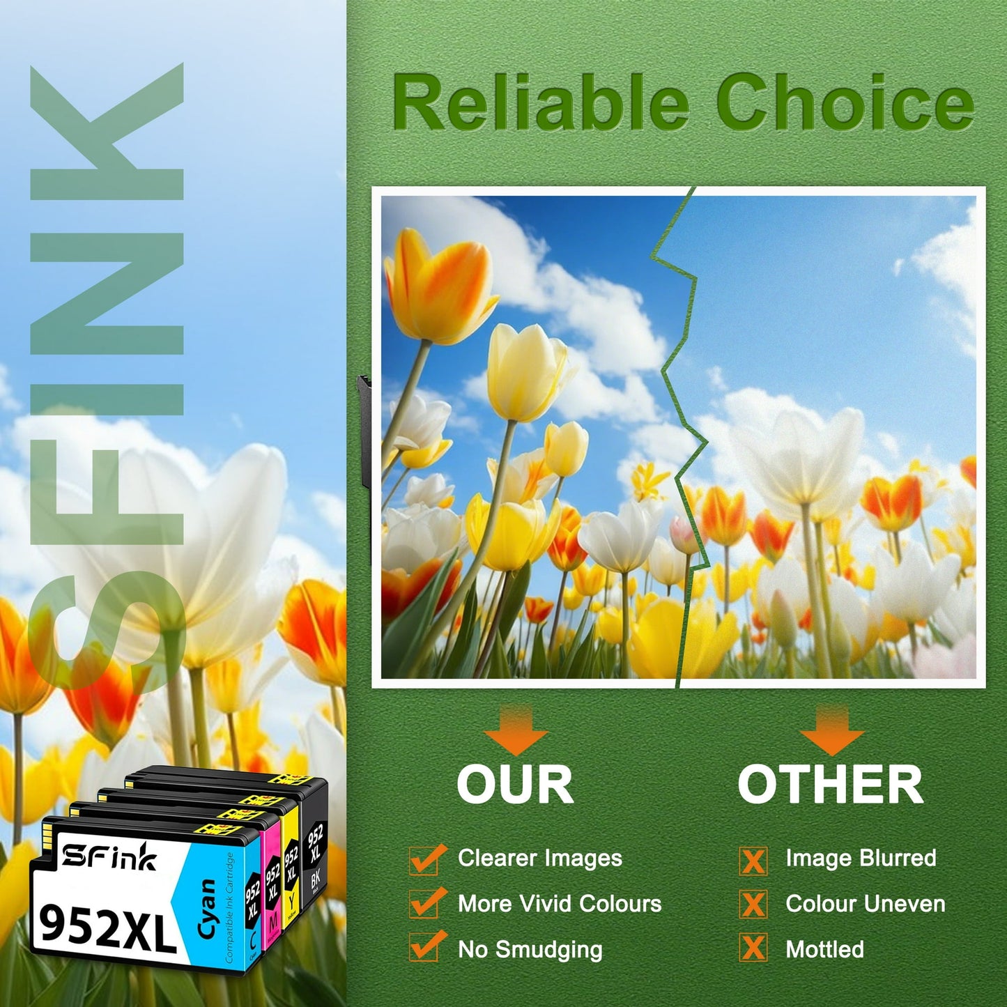 952XL Ink Cartridges 4 Pack High Yield Compatible for HP952 XL 952 Ink Works with OfficeJet Pro 7740 8710 8730 8740 8210 Printers