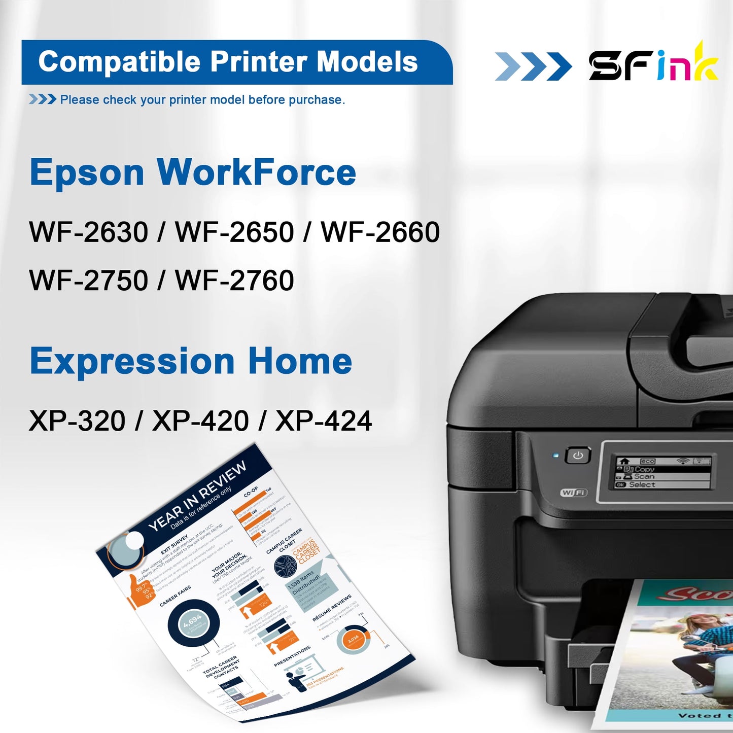 T220 220XL 220 Ink Cartridge 4 Pack Compatible for Epson 220XL Ink Cartridges to Use with Expression XP-320, XP-420 424 WorkForce WF-2630 2650 2660, WF-2750 2760 (Black/Cyan/Magenta/Yellow)