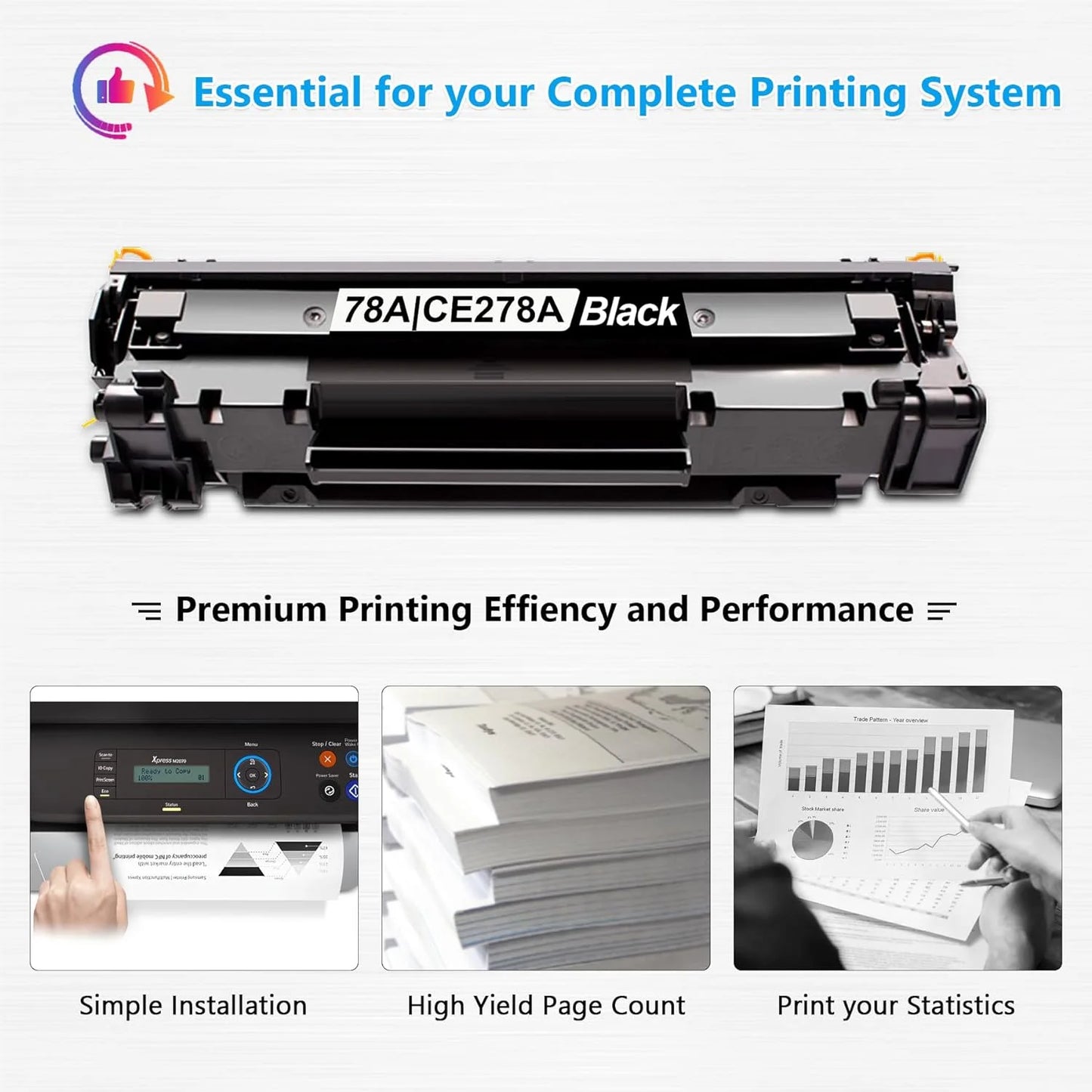 78A Black Toner Cartridges Pack of 2 CE278D Compatible for HP 78A Toner with Pro P1606dn P1606 P1566 P1560; M1536dnf M1537dnf M1538dnf M1530 MFP Printer (with Chip 2-Pack)