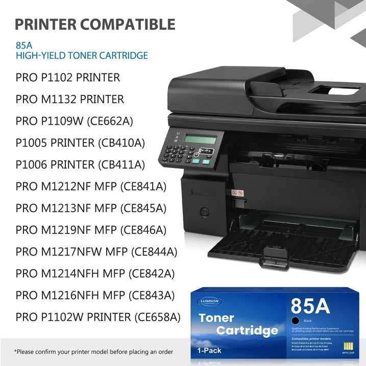85A Toner P1102W Toner Cartridge: Compatible for 85A Toner for Pro P1102w MFP M1217nfw M1212nf P1102 Ink Printer, CE285A 1 Black