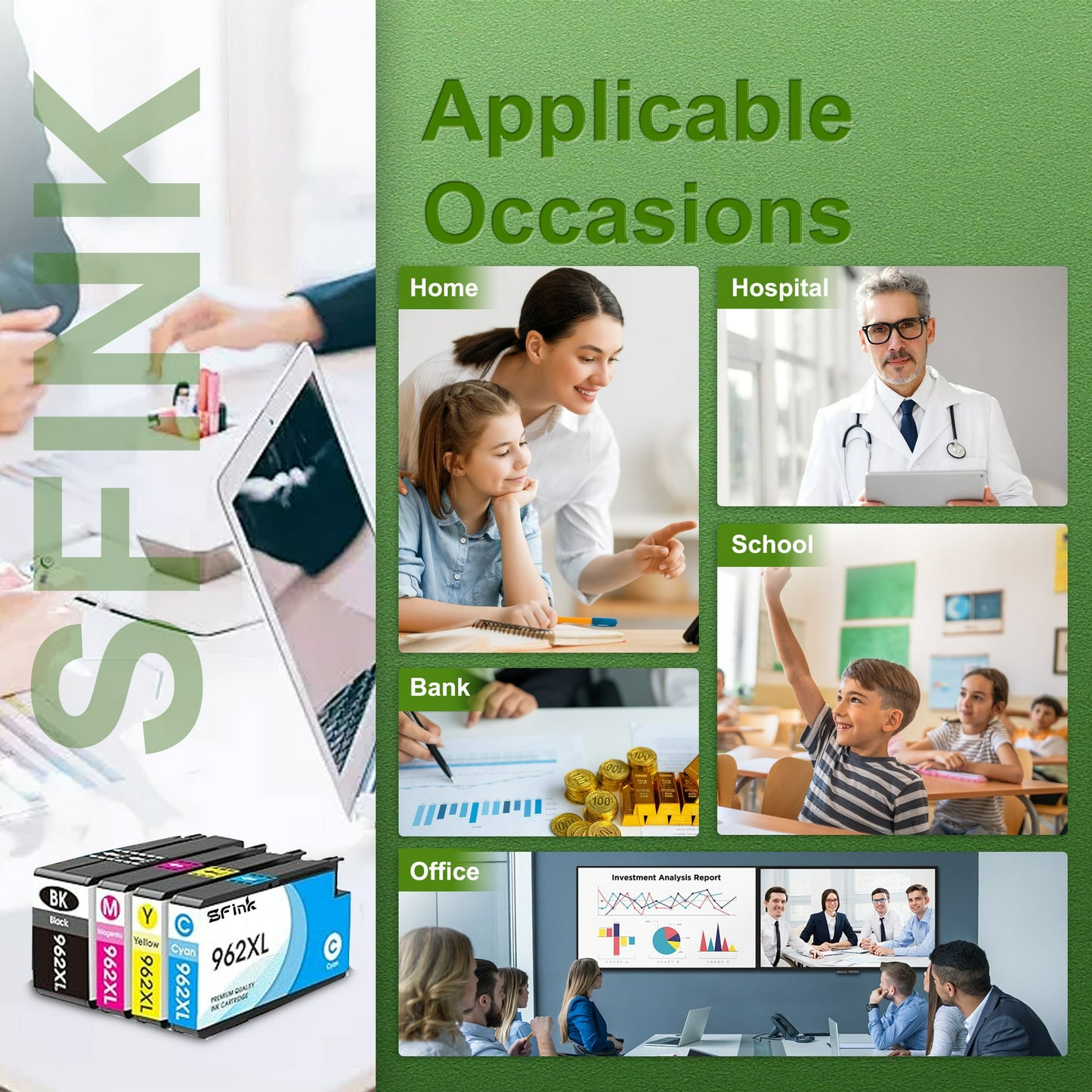 962XL Ink Cartridges Combo Pack Compatible for HP962XL 4 Pack Ink Cartridges for 962 XL Ink Cartridges Printer