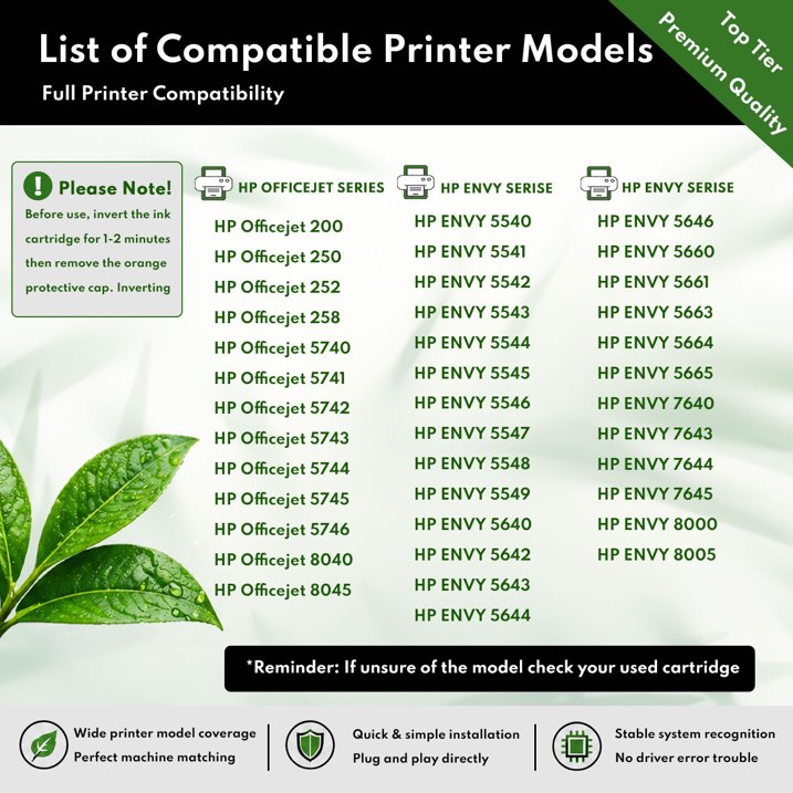 62XL Ink Cartridge Compatible for HP62 XL Ink Cartridges Ink 62 for Envy 7640 5660 Officejet 5745 Printer (2-Pack)