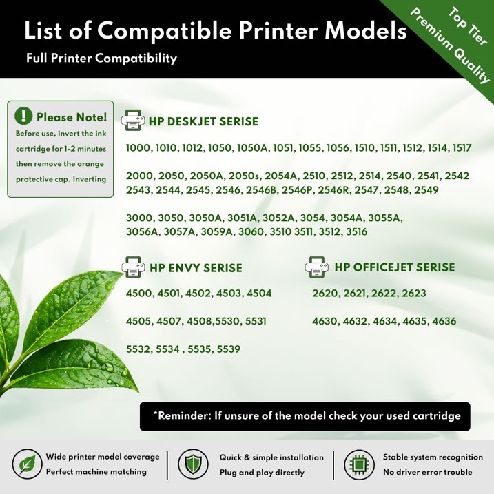 61XL Ink Cartridges Compatible for HP61 Ink Cartridge Combo Pack for Envy 4502 4500 5530 Deskjet 1000 1510 2540 Officejet 2620 4635 4630 Printers (Black, Tri-Color)