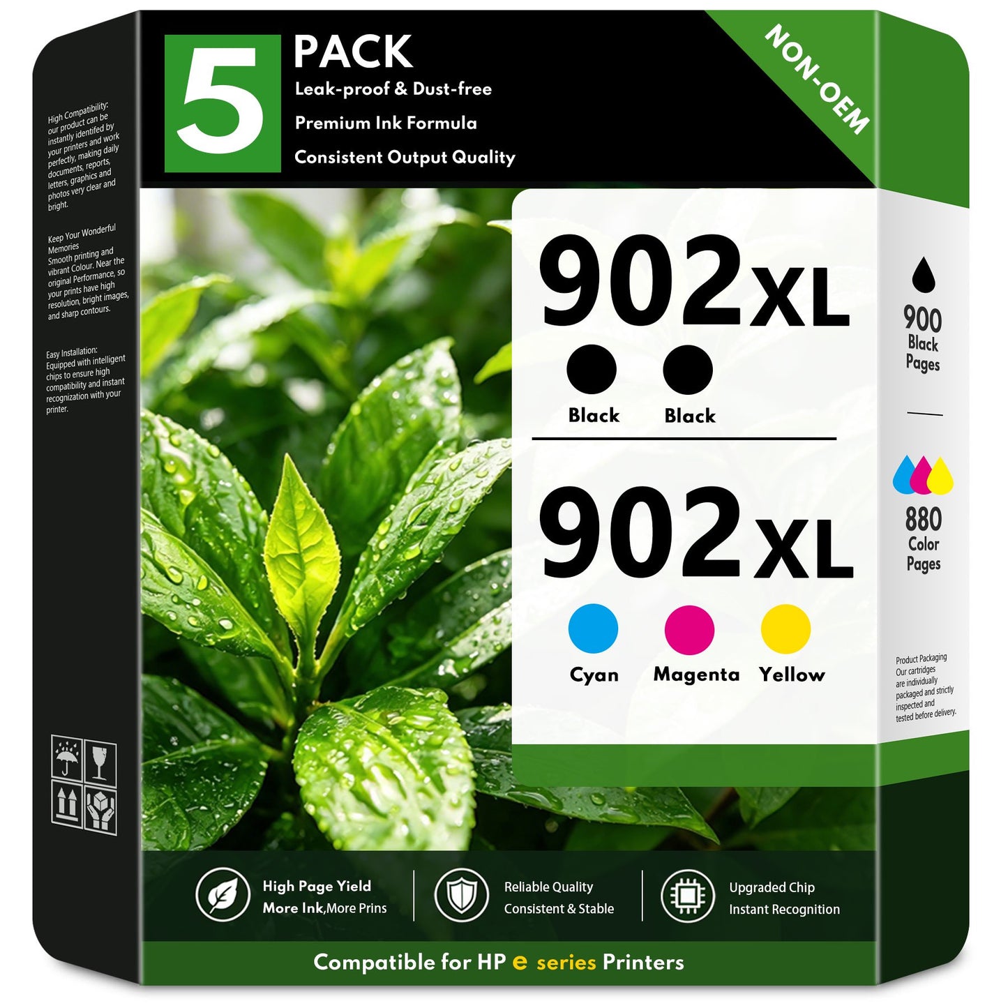 902XL Ink Cartridges Combo Pack Compatible for HP902 XL HP902 Ink Cartridge for Officejet Pro 6960 6978 Officejet 6950 6962 Printer(5 Pack)