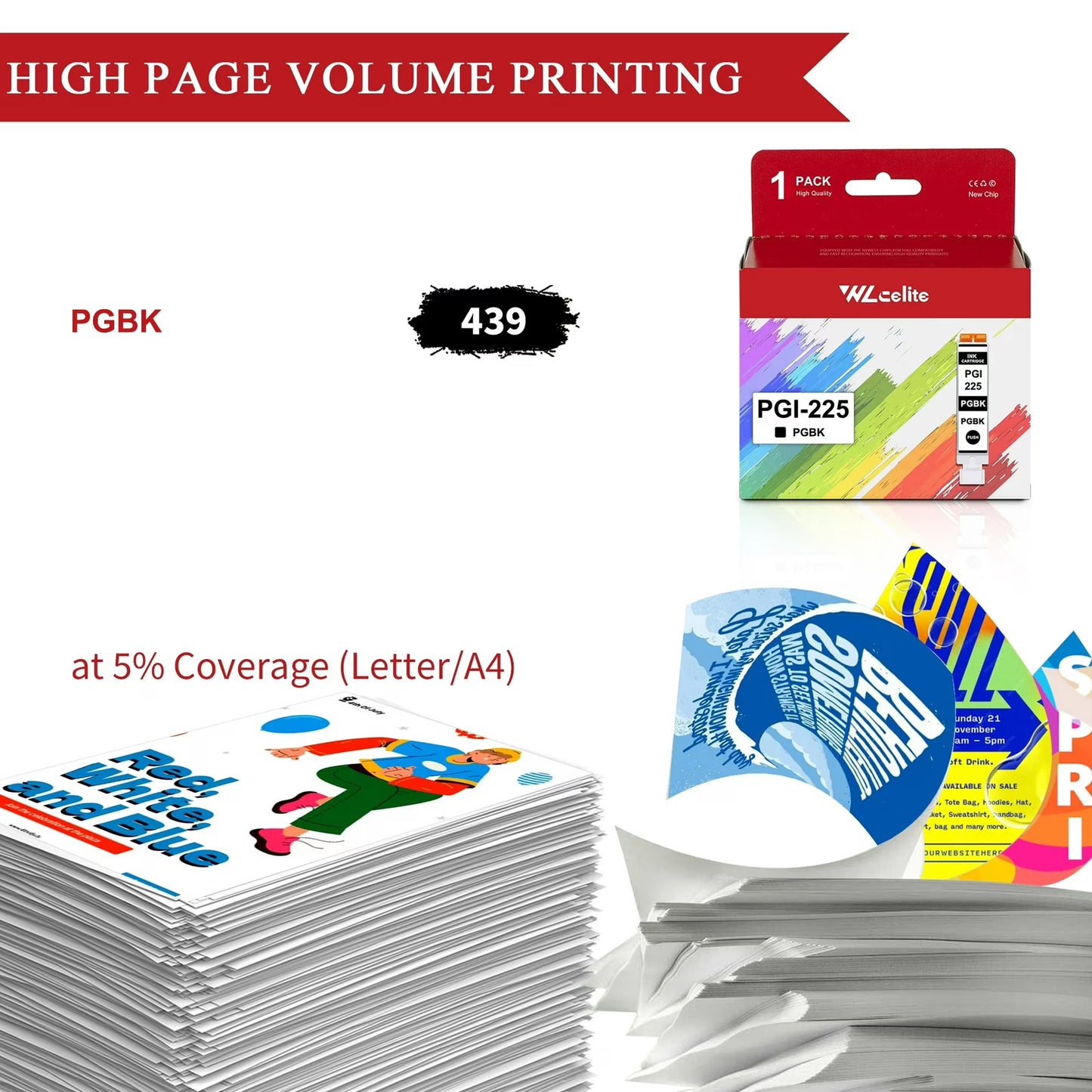 PGI 225 Ink Cartridge Replacement for Canon PGI 225 Black Ink Cartridge Printer