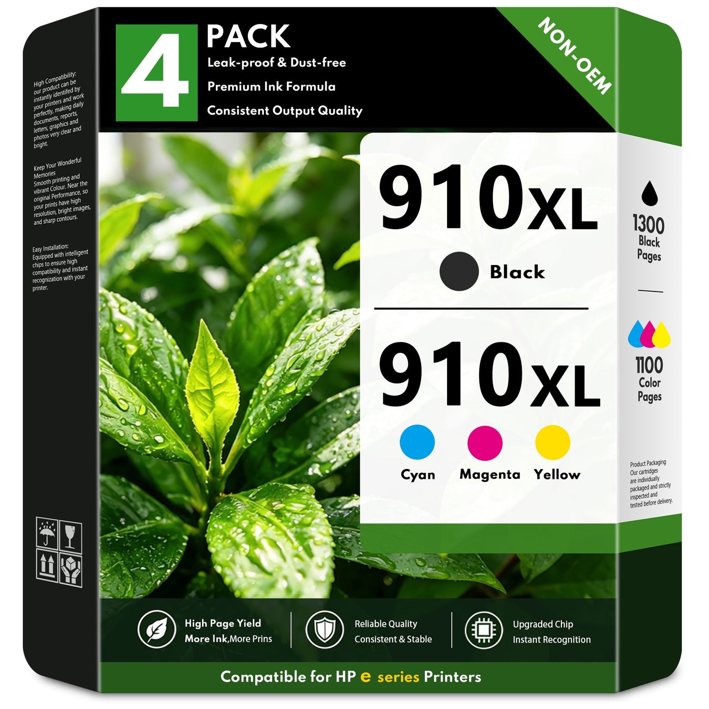 910 XL Ink Cartridge Combo Pack Compatible for HP910 910XL Ink Cartridges for OfficeJet 8015e 8020 Pro 8022 8035 8010 Printers Ink 910(4 Pack)