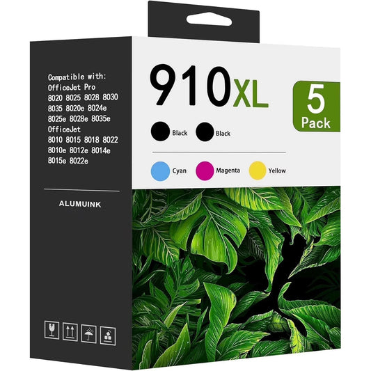 910 Ink Cartridge Compatible for HP 910XL Combo Pack Ink Cartridges 910 Printer Ink 910 XL for OfficeJet 8020 8015e Pro 8025e 8020e (5 Pack)