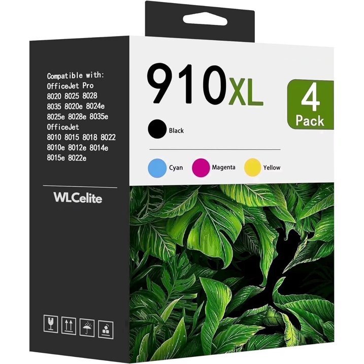 910XL Ink Cartridges Combo Pack Compatible for HP910 XL Ink Cartridges 910 Ink for OfficeJet 8022e 8020 Pro 8015e 8028e Printers Ink 910 (4 Pack)
