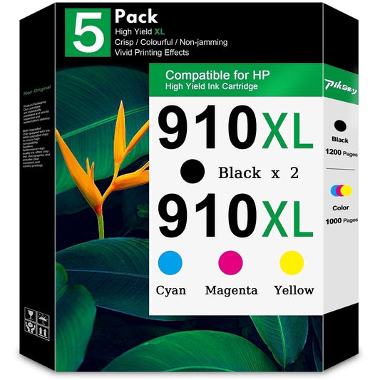 910 XL 910XL Ink Cartridges Combo Pack (5 Packs) - Compatible for HP910XL 910 Ink Cartridges for OfficeJet 8020 8015e Pro 8025e 8020e Printers