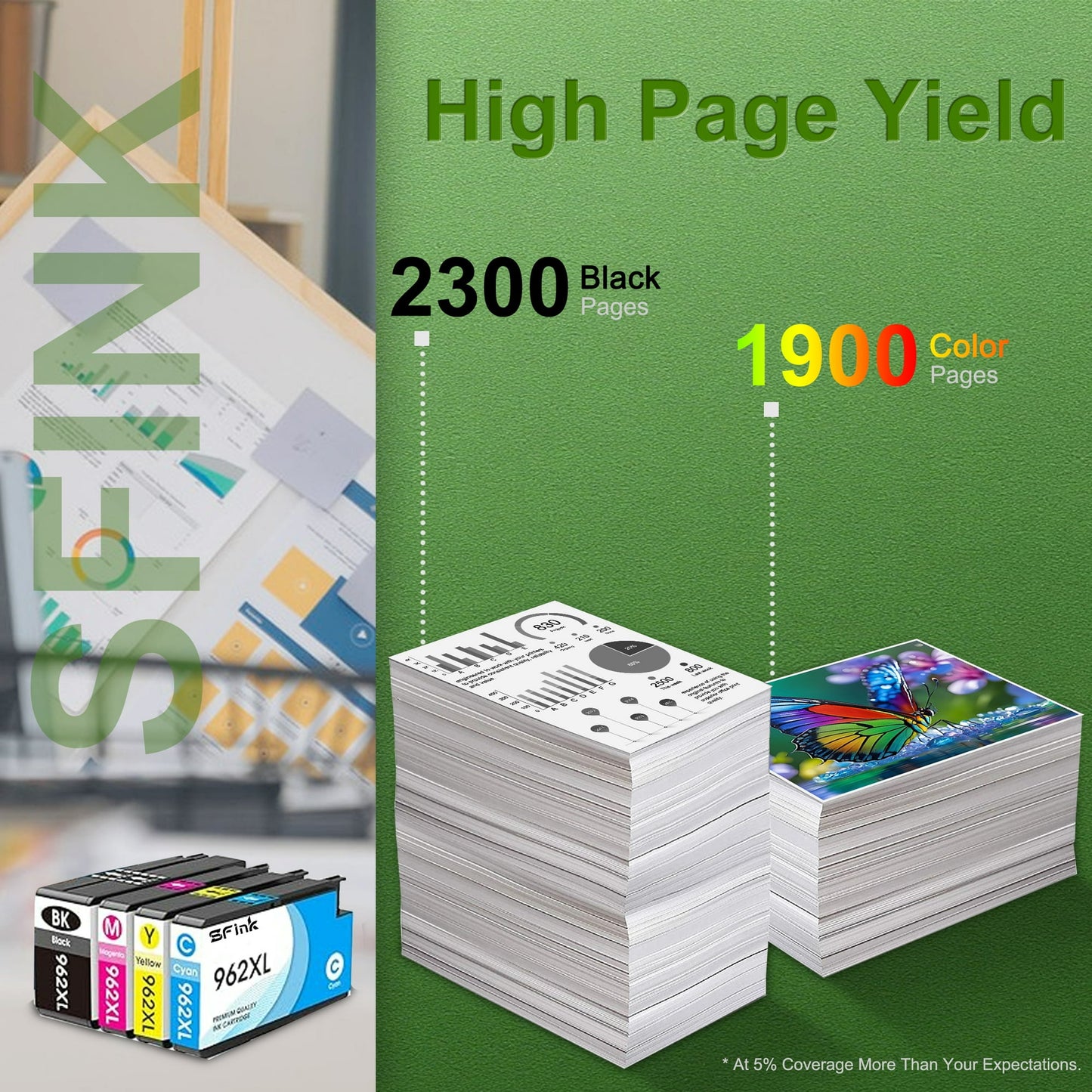 962XL Ink Cartridges Combo Pack Compatible for HP962XL 4 Pack Ink Cartridges for 962 XL Ink Cartridges Printer