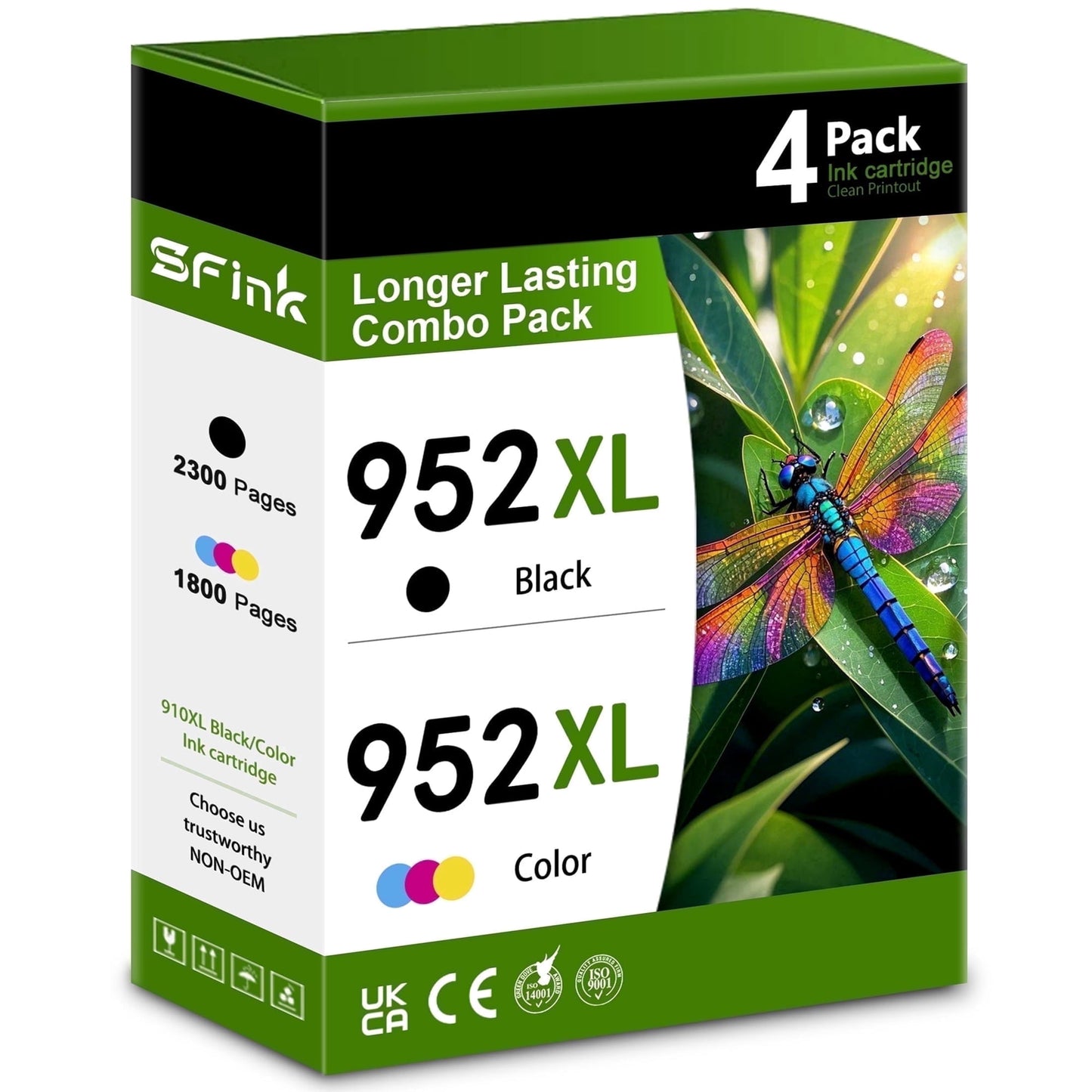 952XL Ink Cartridges 4 Pack High Yield Compatible for HP952 XL 952 Ink Works with OfficeJet Pro 7740 8710 8730 8740 8210 Printers