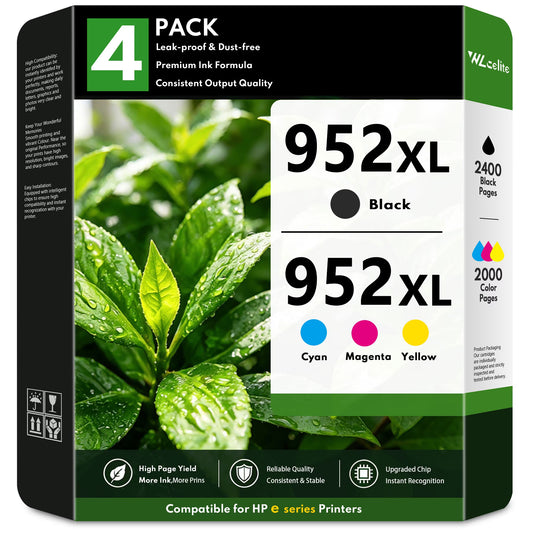 952 XL Ink Cartridges Compatible for HP 952XL Ink Cartridge Combo Pack 952 Ink for OfficeJet Pro 7720, 7740, 8210, 8710, 8720, 8730, 8740 Printers Ink 952 (4 Pack)