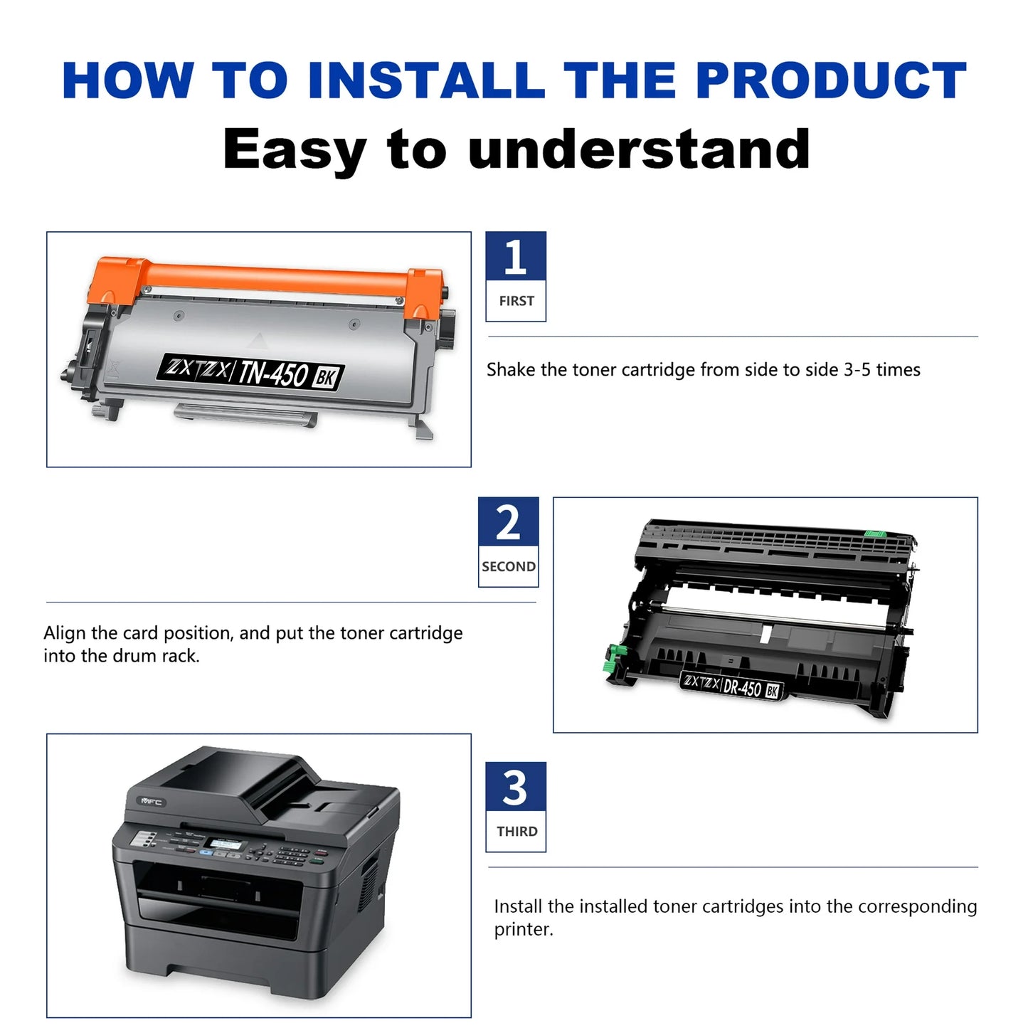 TN450 Toner Compatible for Brother TN450 TN420 Black Toner Cartridge Printer