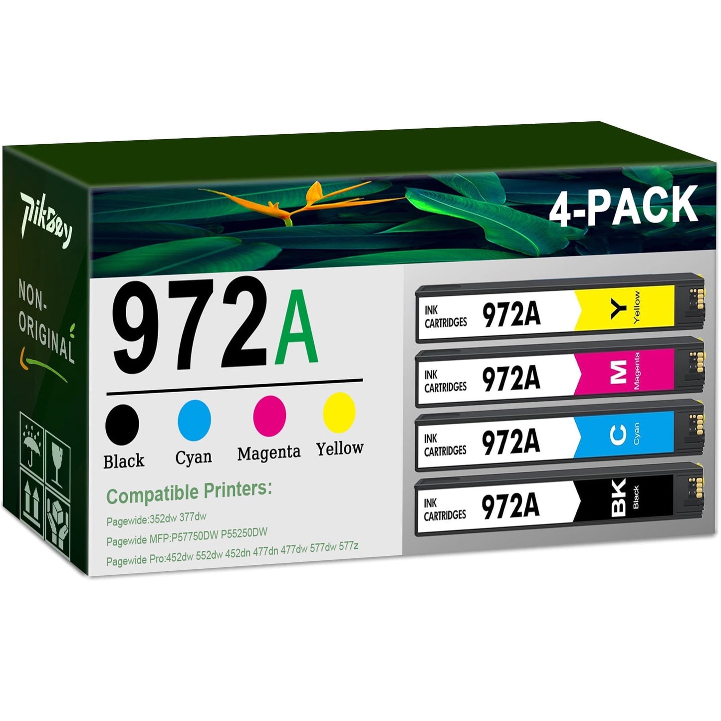 972A Ink Cartridges Combo Pack (4 Pack) - Compatible for HP972A 972 Ink Cartridges for Pagewide Pro 477dw 577dw 452dw 477dn 452dn 577z 552dw 377dw P55250dw Printers