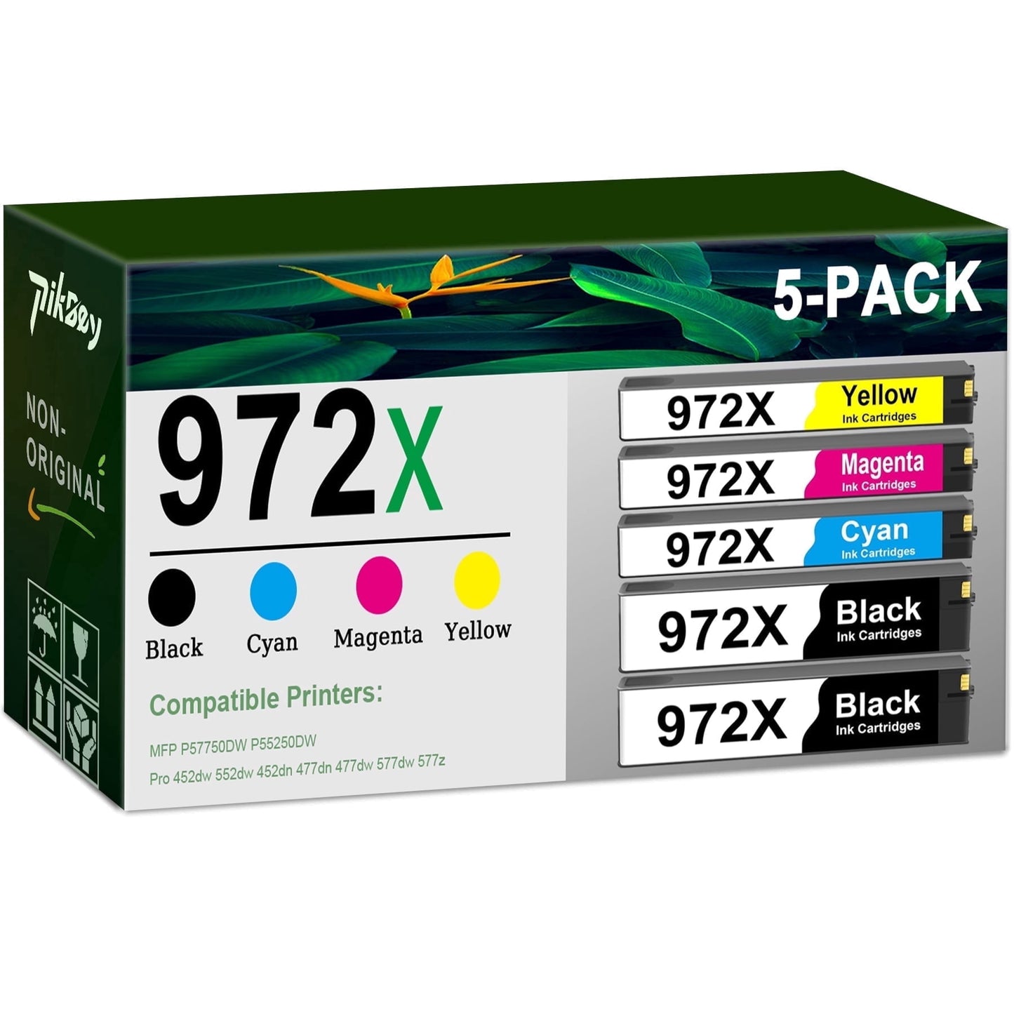 972X 972 Ink Cartridges Combo Pack (5 Pack) - Compatible for HP972 972X Ink Cartridges for Pagewide MFP P57750DW Pro 452dn 452dw 552dw 477dw 577dw Printer