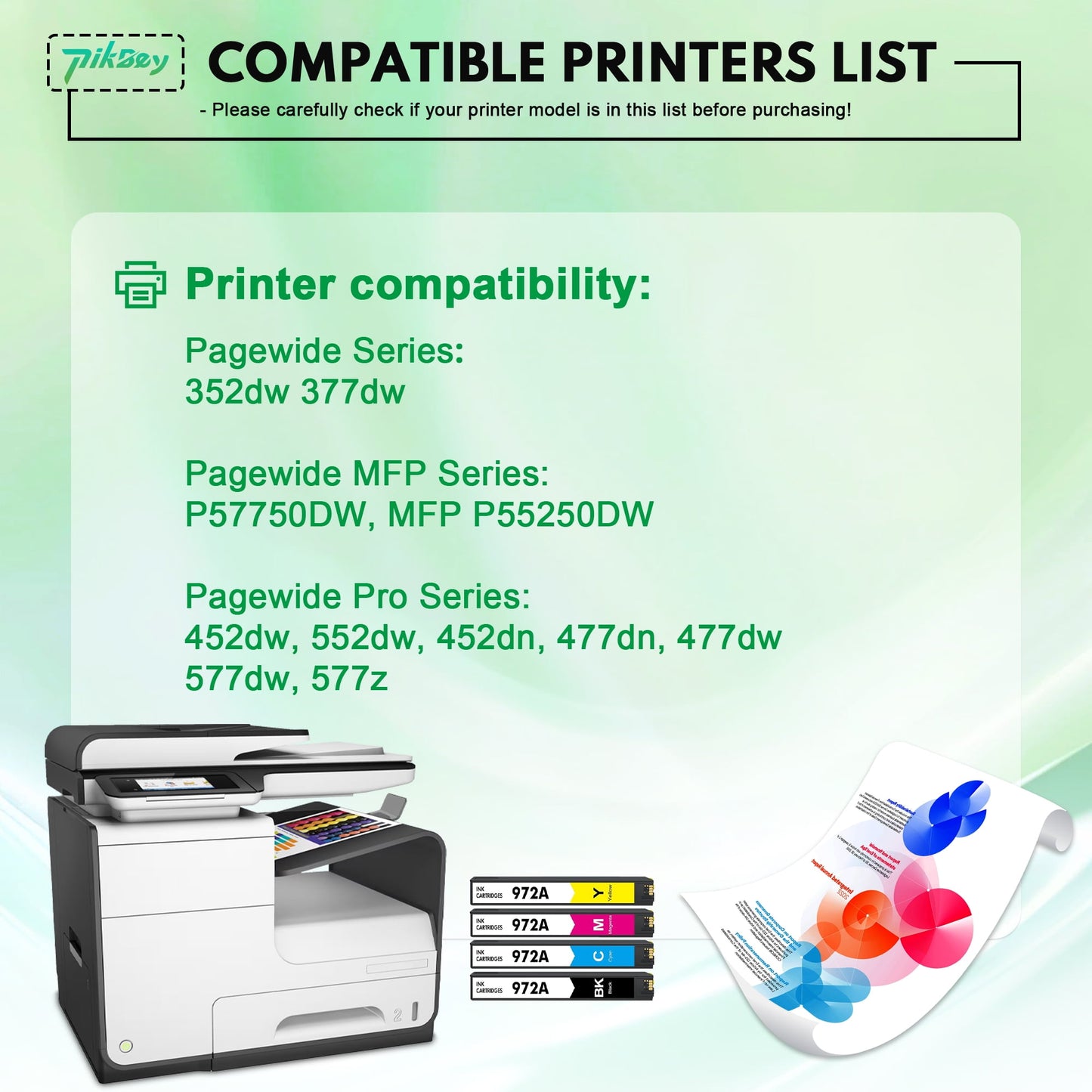 972A Ink Cartridges Combo Pack (4 Pack) - Compatible for HP972A 972 Ink Cartridges for Pagewide Pro 477dw 577dw 452dw 477dn 452dn 577z 552dw 377dw P55250dw Printers