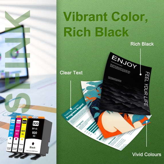 920XL 4 Pack Ink Combo Pack Compatible for HP920 Ink Cartridges for OfficeJet 6500 6500A 6000 7000 7500 7500A E709 E710 Printers (1BK/1C/1M/1Y)