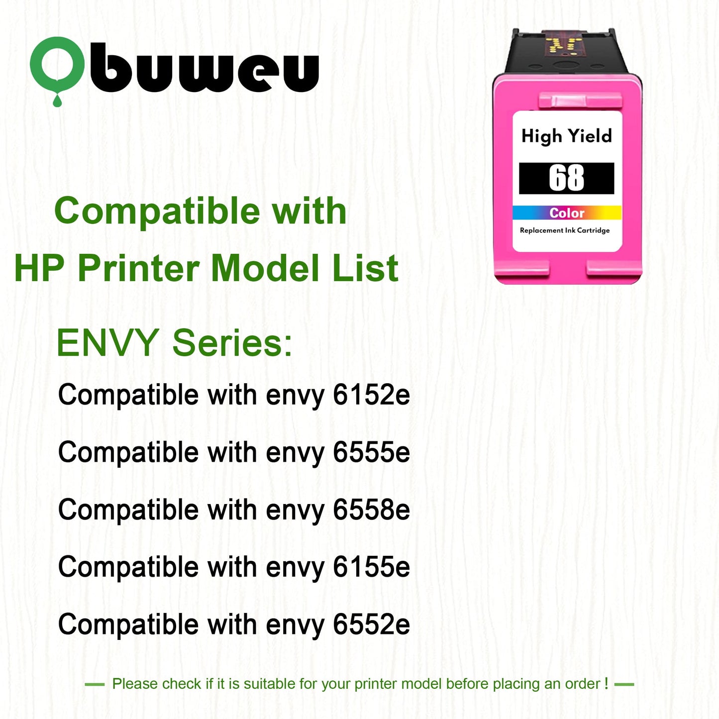 68 Ink Cartridge 1-Pack Tri-Color Compatible for HP68 Ink Cartridges for Envy 6552e 6555e 6155e 6152e 6558e 6552e 6555e Printers