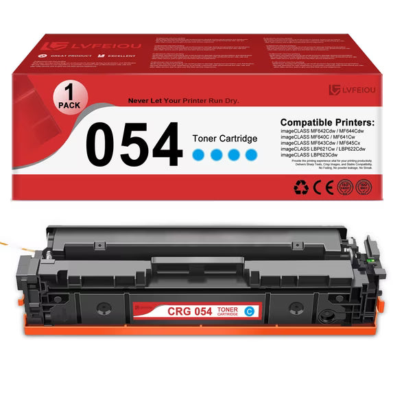CRG 054 Toner Cartridge Compatible for Canon 054 CRG-054 Toner ImageCLASS MF641Cw MF643Cdw Printer Cartridges (1 Cyan)