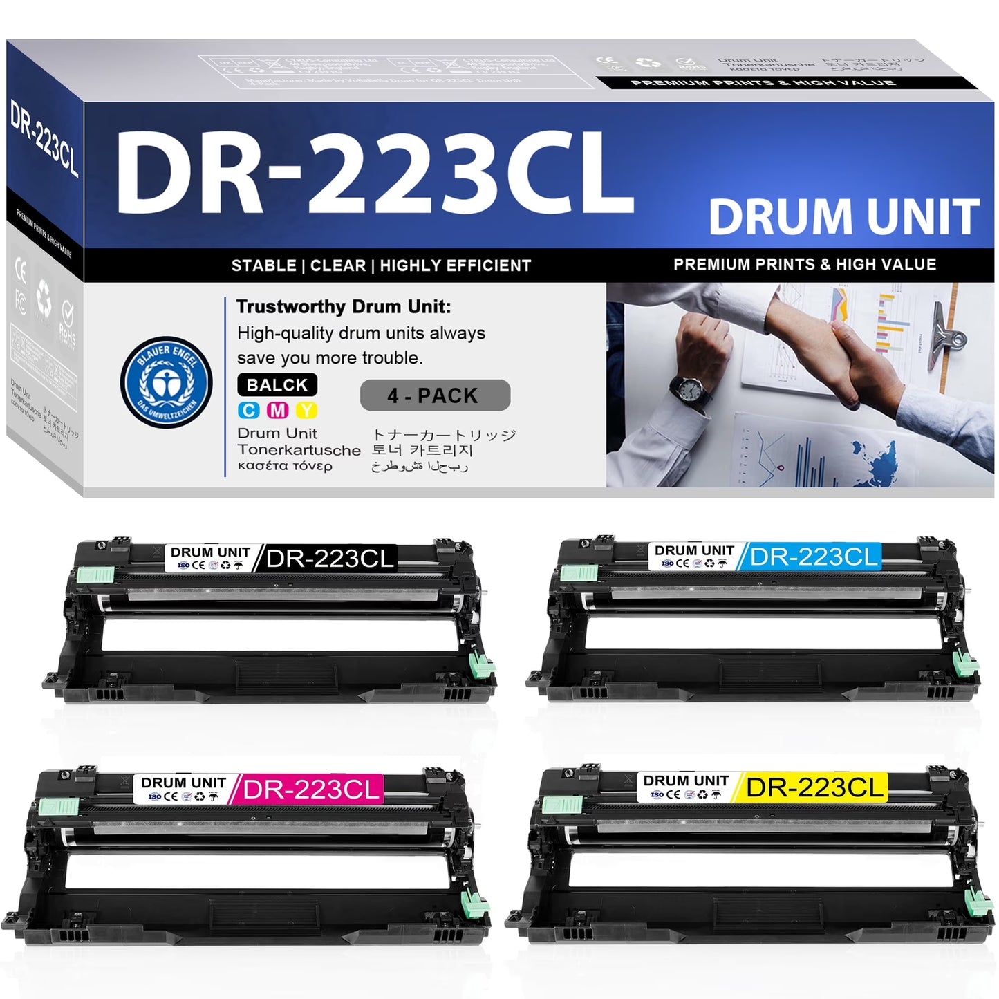 DR223CL Drum Unit Compatible for Brother DR223CL Combo Pack Drum Unit for MFC-L3750CDW MFC-L3770CDW(4 Pack BK/C/M/Y)