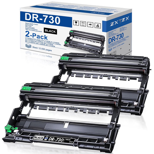 DR730 Drum Unit Compatible for Brother DR-730 DR730 HL-L2370DW HL-L2390DW DCP-L2550DW HL-L2350DW (Black, 2-Pack)