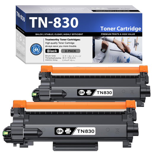 TN830 Toner Cartridge ZXTZX Compatibles for Brother TN-830 Compatibles for HL-L2465DW MFC-L2760DW Series Printers 2 Pack Black