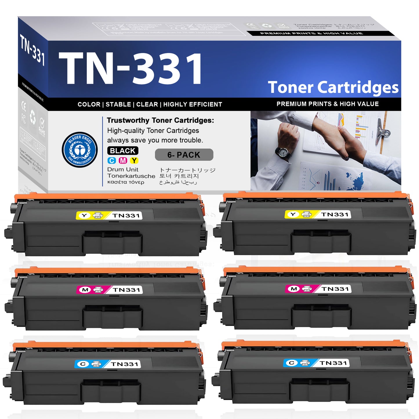 TN331 Toner Cartridges ZXTZX Compatibles for Brother TN331 Toner HL-8350CDWT MFC-9460CDN Series Printers 6 Pack ( 2*Cyan 2*Magenta 2*Yellow )