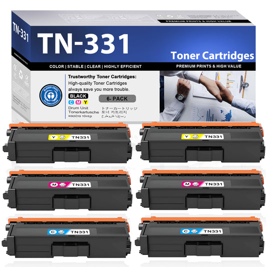 TN331 Toner Cartridges ZXTZX Compatibles for Brother TN331 Toner HL-8350CDWT MFC-9460CDN Series Printers 6 Pack ( 2*Cyan 2*Magenta 2*Yellow )