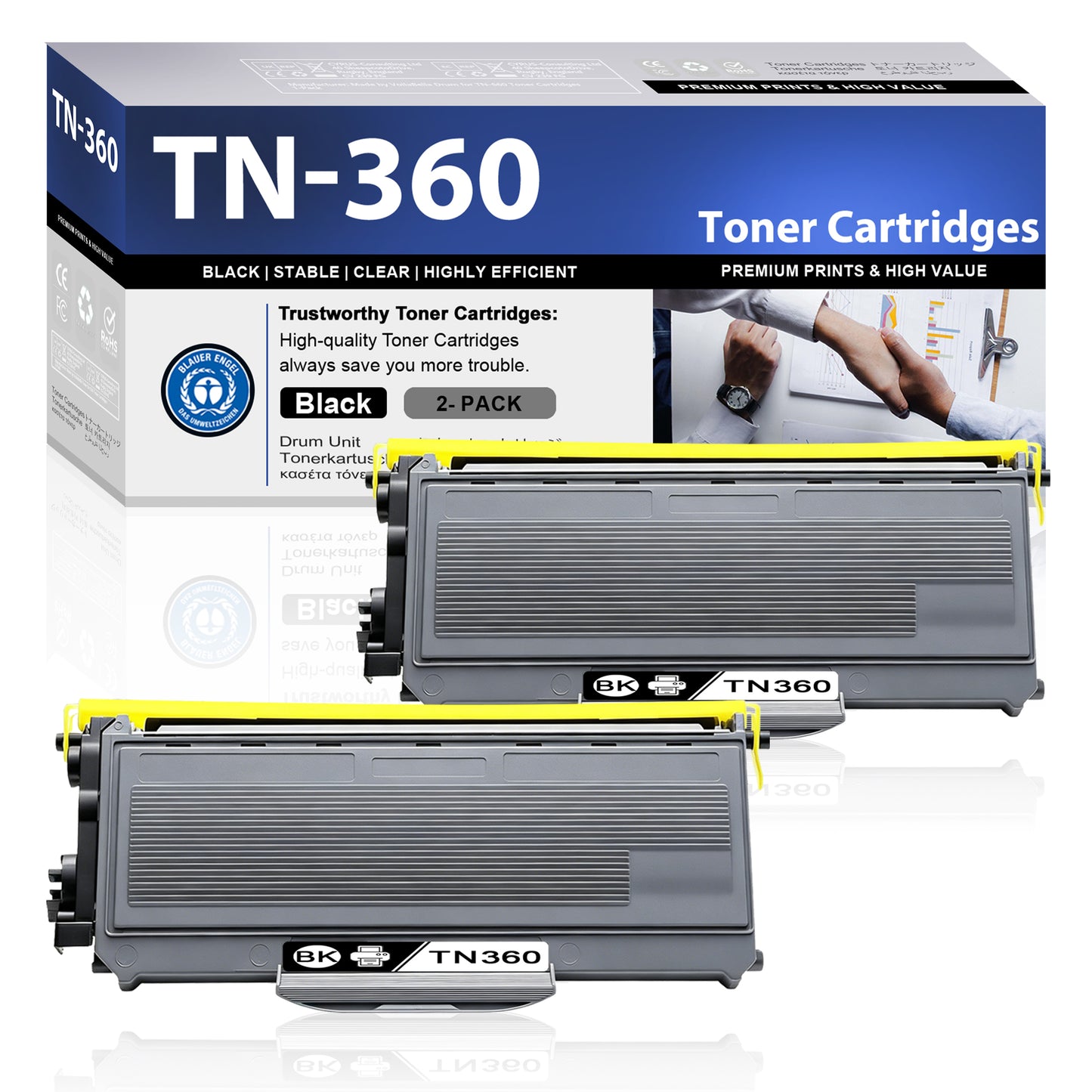 TN360 Toner Cartridge ZXTZX Compatibles for Brother TN360 Compatibles for MFC-7840W HL-2170W Series Printers 2 Pack Black