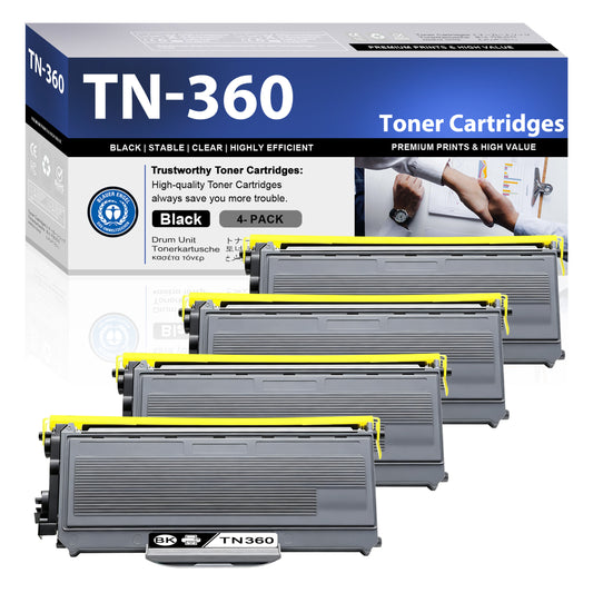 TN360 Toner Cartridge ZXTZX Compatibles for Brother TN360 Compatibles for HL-2170W MFC-7840W Series Printers 4 Pack Black