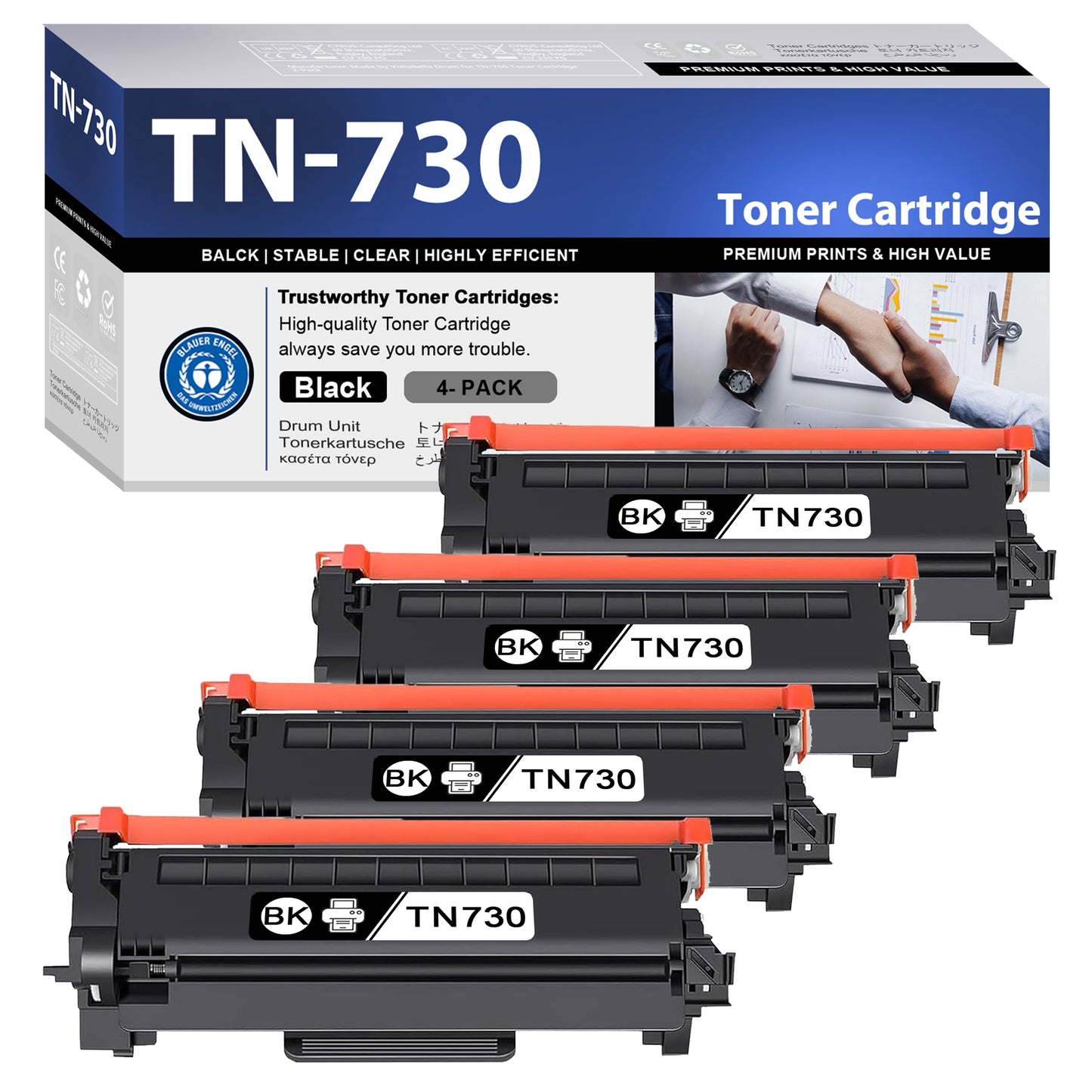 TN730 Toner Cartridge ZXTZX Compatibles for Brother TN-730 ZXTZX Compatibles for HL-L2370DW MFC-L2750DW Series Printers 4 Pack Black