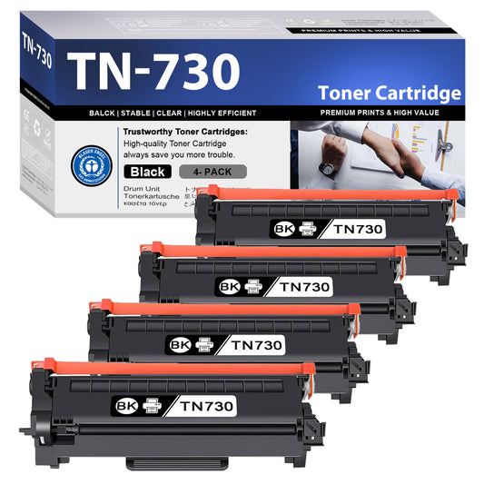 TN730 Toner Cartridge ZXTZX Compatibles for Brother TN-730 ZXTZX Compatibles for HL-L2370DW MFC-L2750DW Series Printers 4 Pack Black