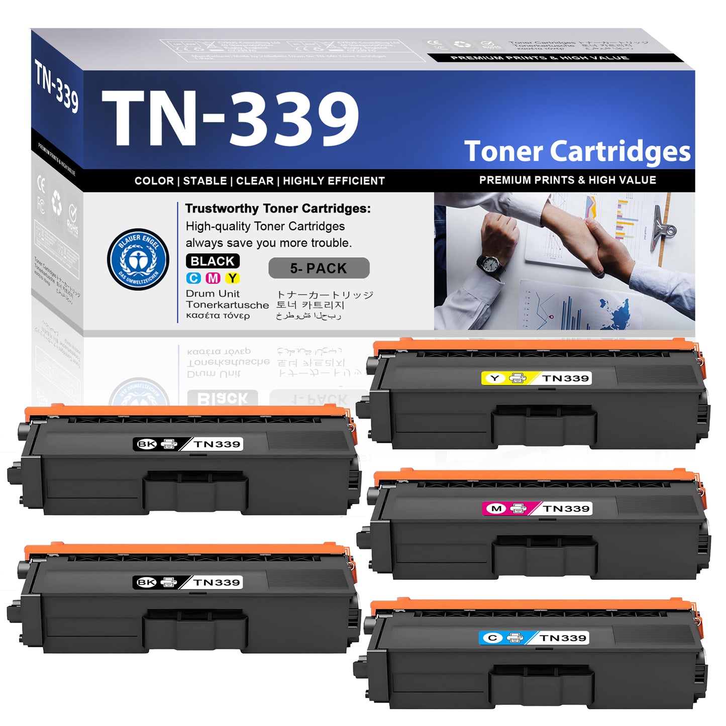 TN339 Toner Cartridges ZXTZX Compatibles for Brother TN339 Toner HL-L8350CDW MFC-L8600CDW Series Printers 5 Pack(Black Cyan Magenta Yellow)