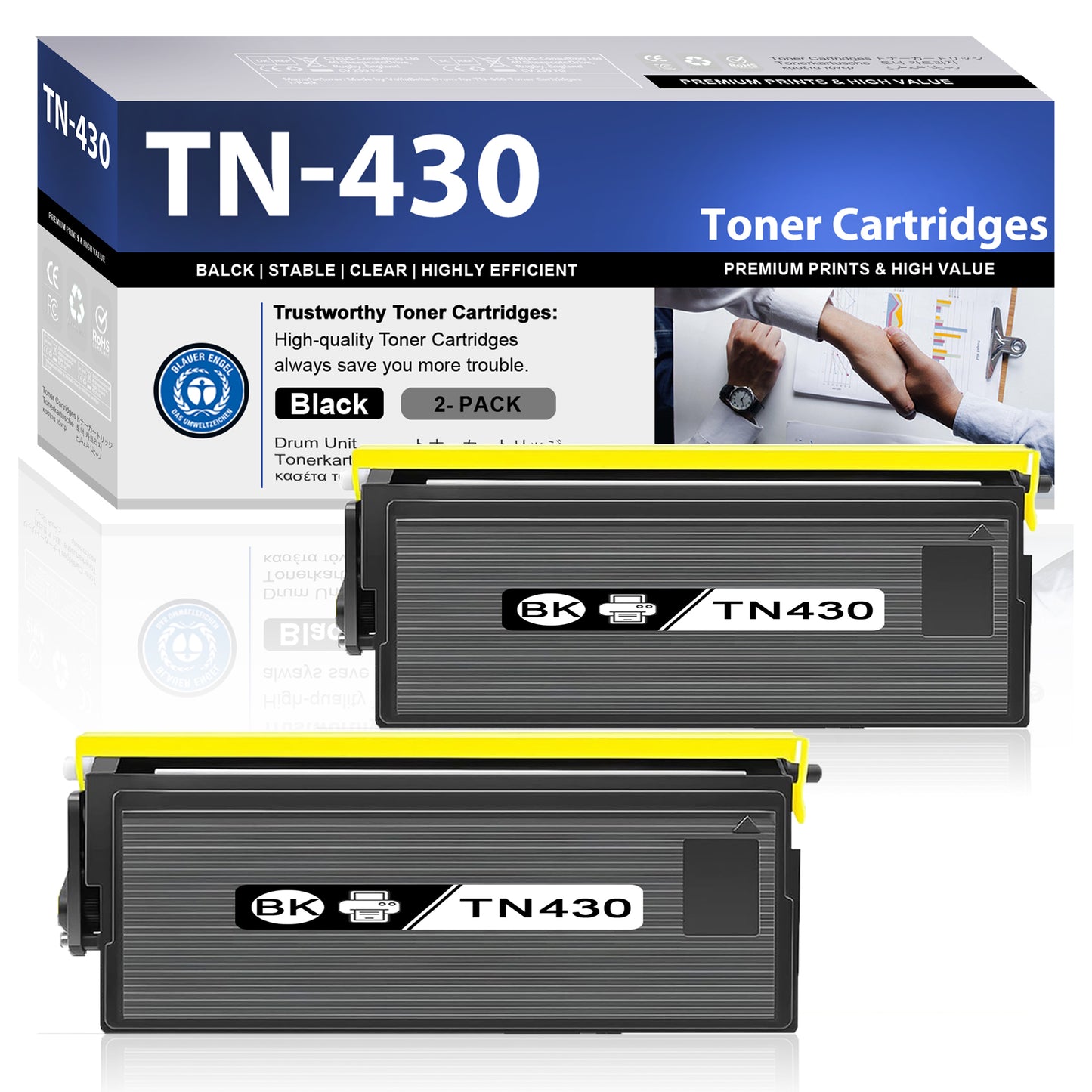 TN430 Toner Cartridges Black ZXTZX Compatibles for Brother TN430 Toner HL-1270N MFC-9660 IntelliFax-4750 Series Printers 2 Pack