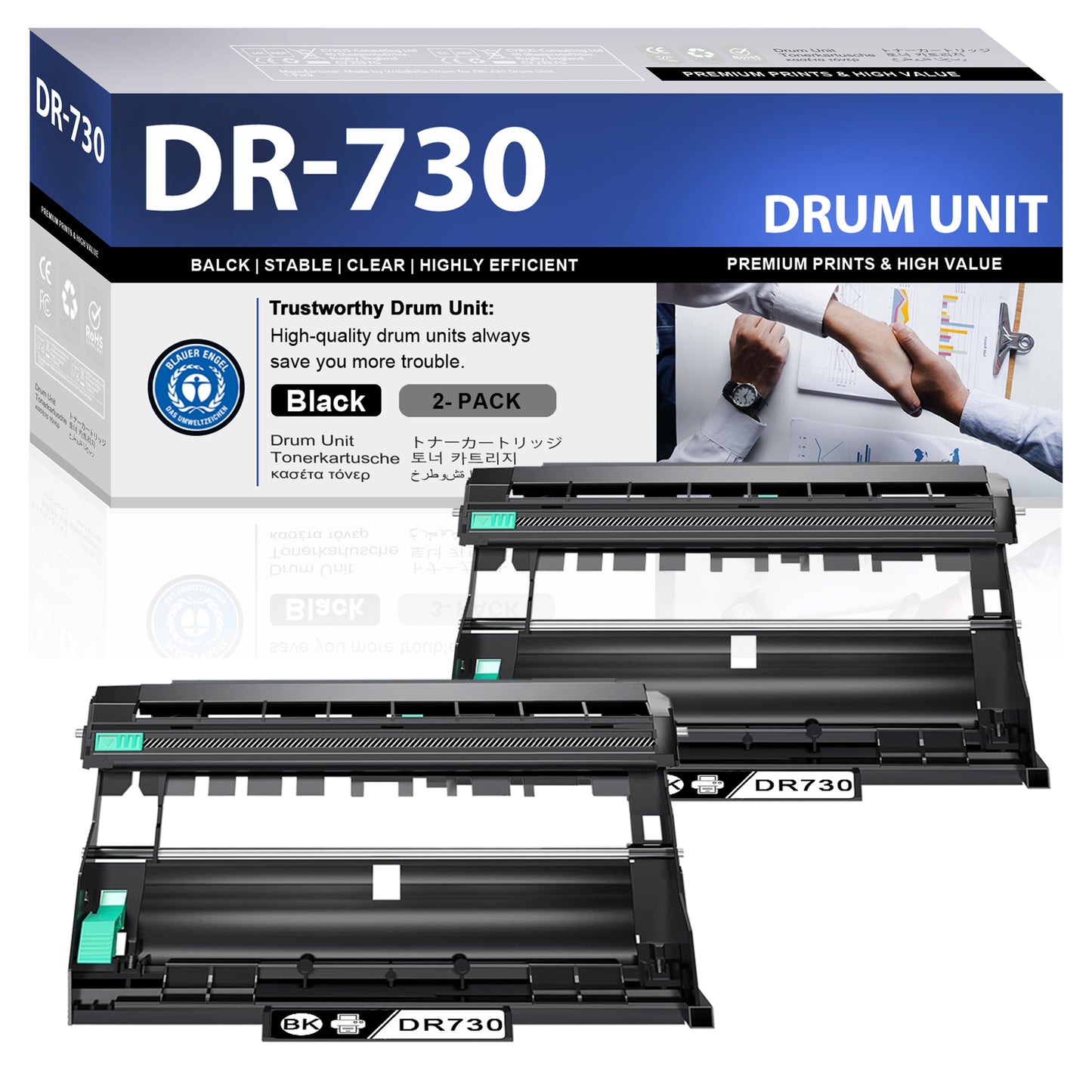 DR730 Drum Unit Black ZXTZX Compatible for Brother for HL-L2370DW MFC-L2750DW MFC-L2750DWXL Series Printers 2 Pack