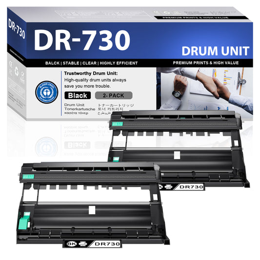 DR730 Drum Unit Black ZXTZX Compatible for Brother for HL-L2370DW MFC-L2750DW MFC-L2750DWXL Series Printers 2 Pack