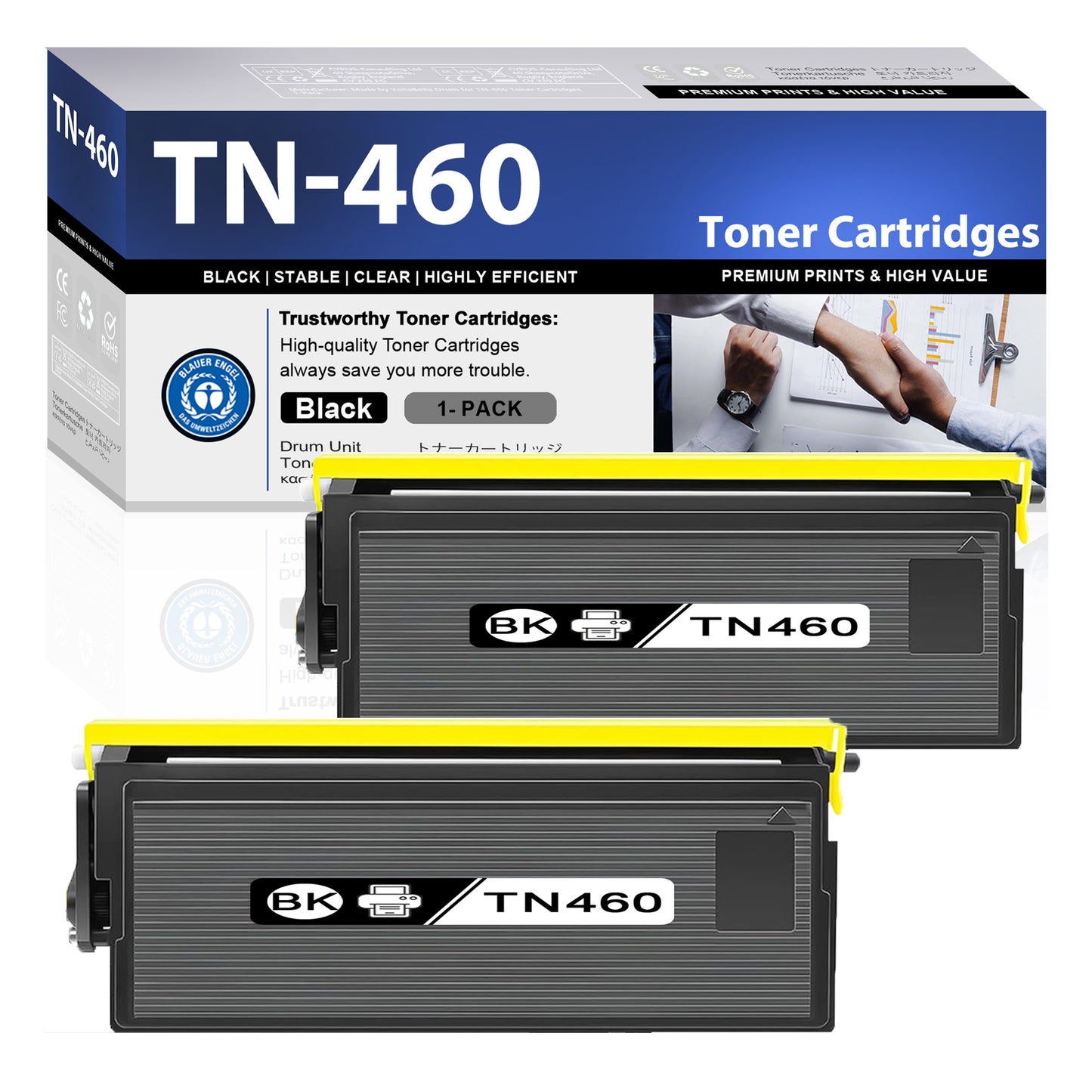 TN460 Toner Cartridge ZXTZX Compatibles for Brother TN-460 Compatibles for HL-1470N MFC-8600 Series Printers 2 Pack Black