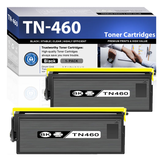 TN460 Toner Cartridge ZXTZX Compatibles for Brother TN-460 Compatibles for HL-1470N MFC-8600 Series Printers 2 Pack Black