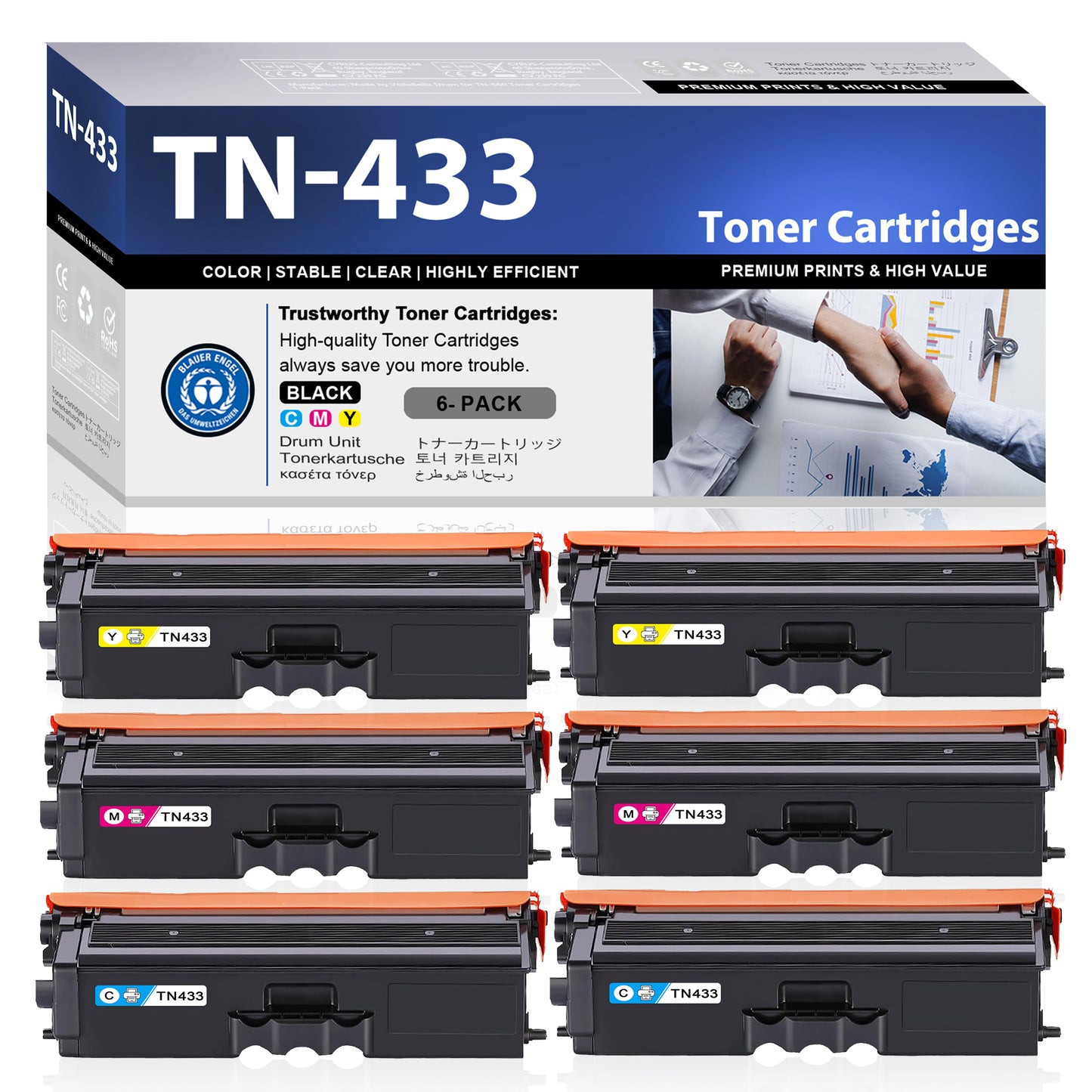 TN433 6 Pack Toner Cartridges ZXTZX Compatibles for Brother TN433 Toner HL-L8360CDW MFC-L8610CDW Series Printers (Cyan Magenta Yellow)