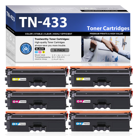 TN433 6 Pack Toner Cartridges ZXTZX Compatibles for Brother TN433 Toner HL-L8360CDW MFC-L8610CDW Series Printers (Cyan Magenta Yellow)